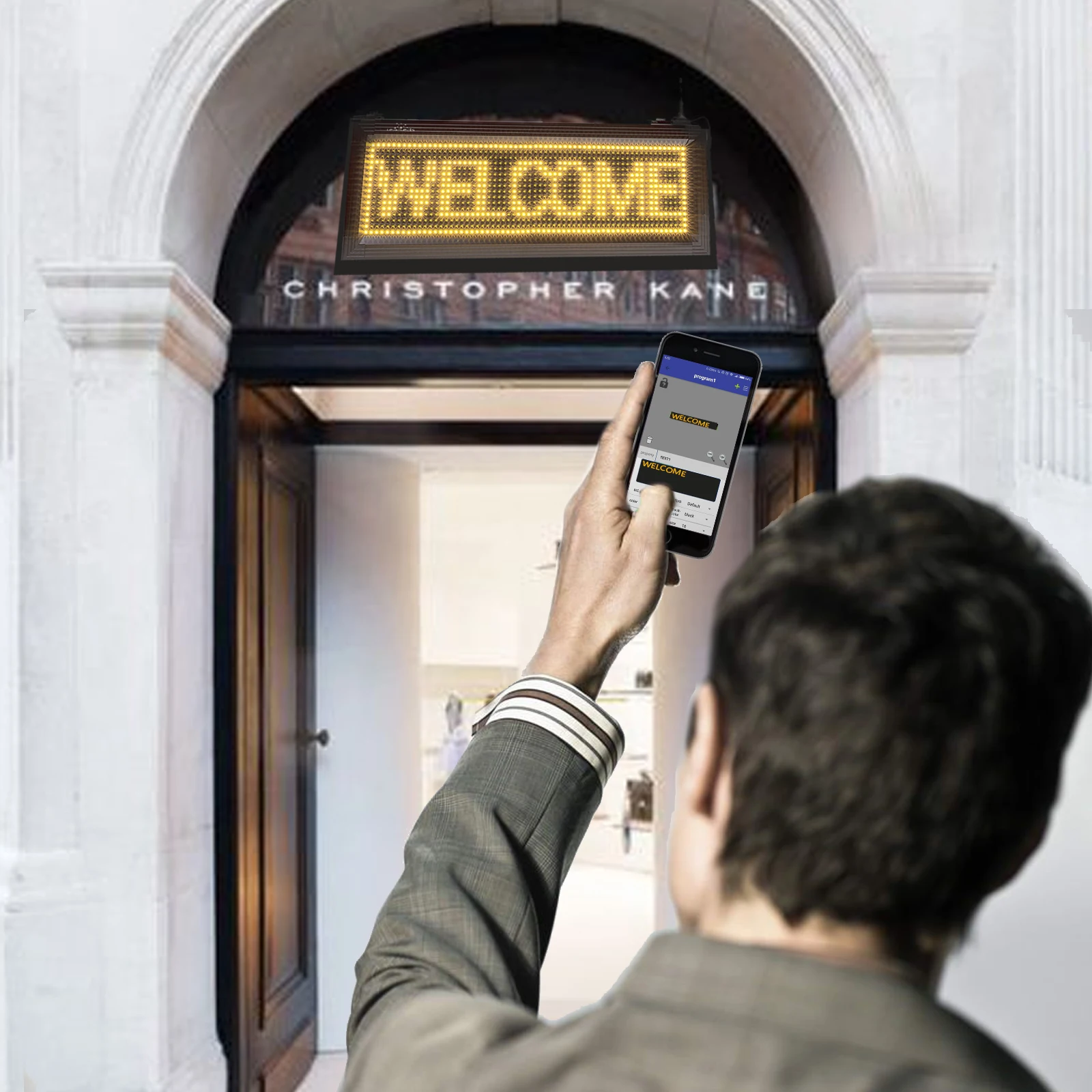 Leadleds P5 WiFi Programmable Car LED Sign Scrolling Display Board for Business, Working with Smartphone and Tablet (Yellow)