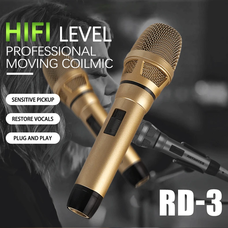 

High quality wired microphone, metal dynamic karaoke studio, portable professional microphone for bands