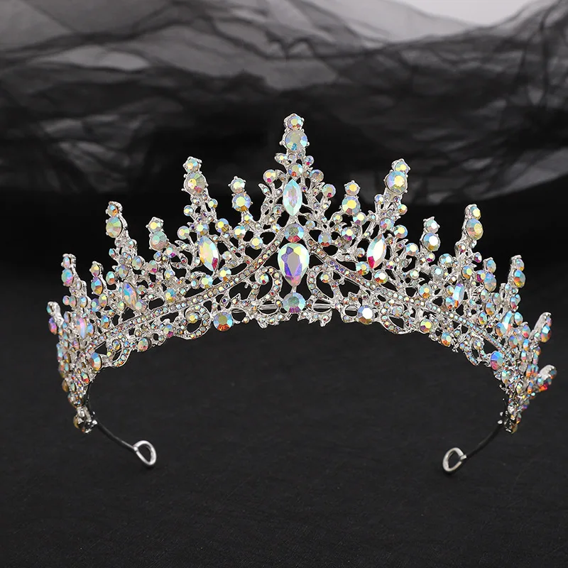 KMVEXO Baroque Rhinestone Crystal AB Colors Tiaras Bride Headdress Prom Birthday Bridal Crowns Wedding Hair Jewelry Accessories