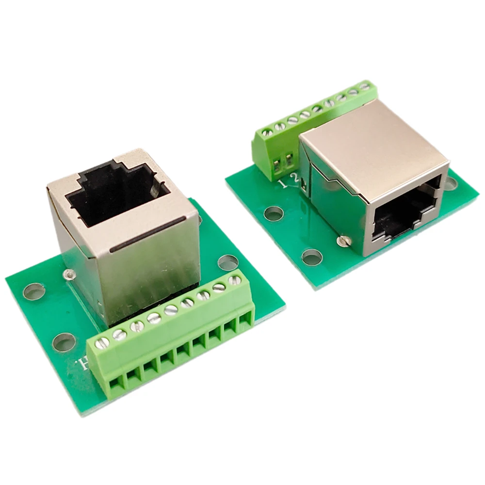RJ45 Female to 2.54mm Pitch Terminal Adapter Board RJ45 Ethernet Port to KF128-9P Screw Terminal Breakout Board for PCB