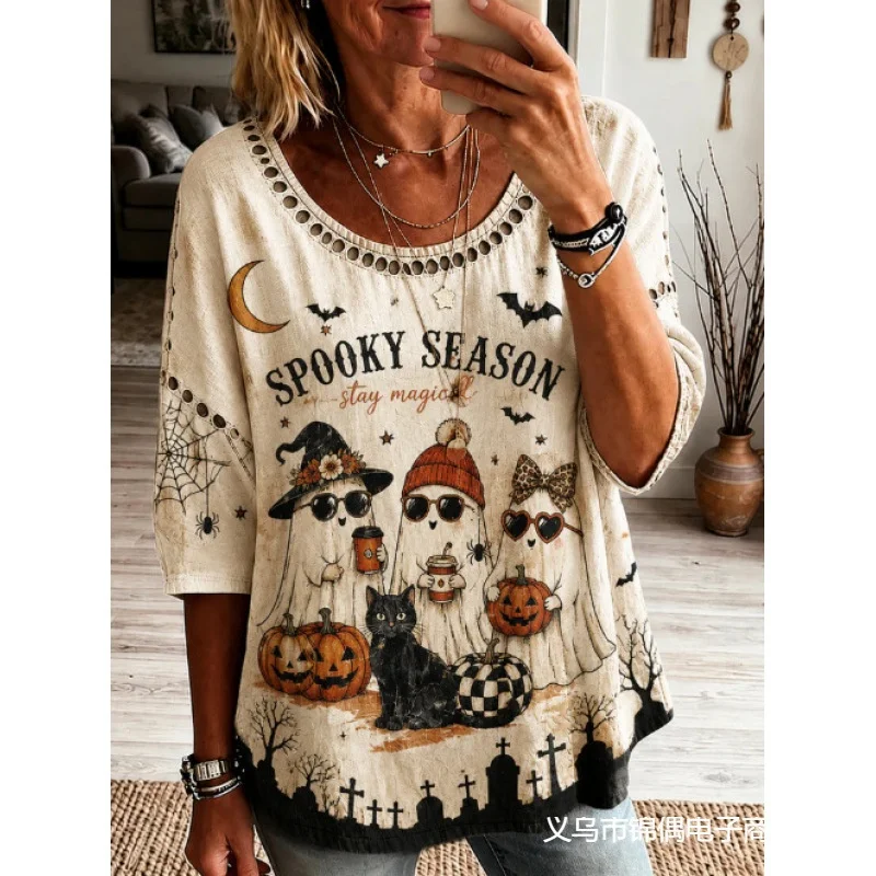 Round Neck Casual Top Regular Length with Straight Cut Daily Anime Cartoon Pattern Kawaii Casual Top T Shirts Summer for Women
