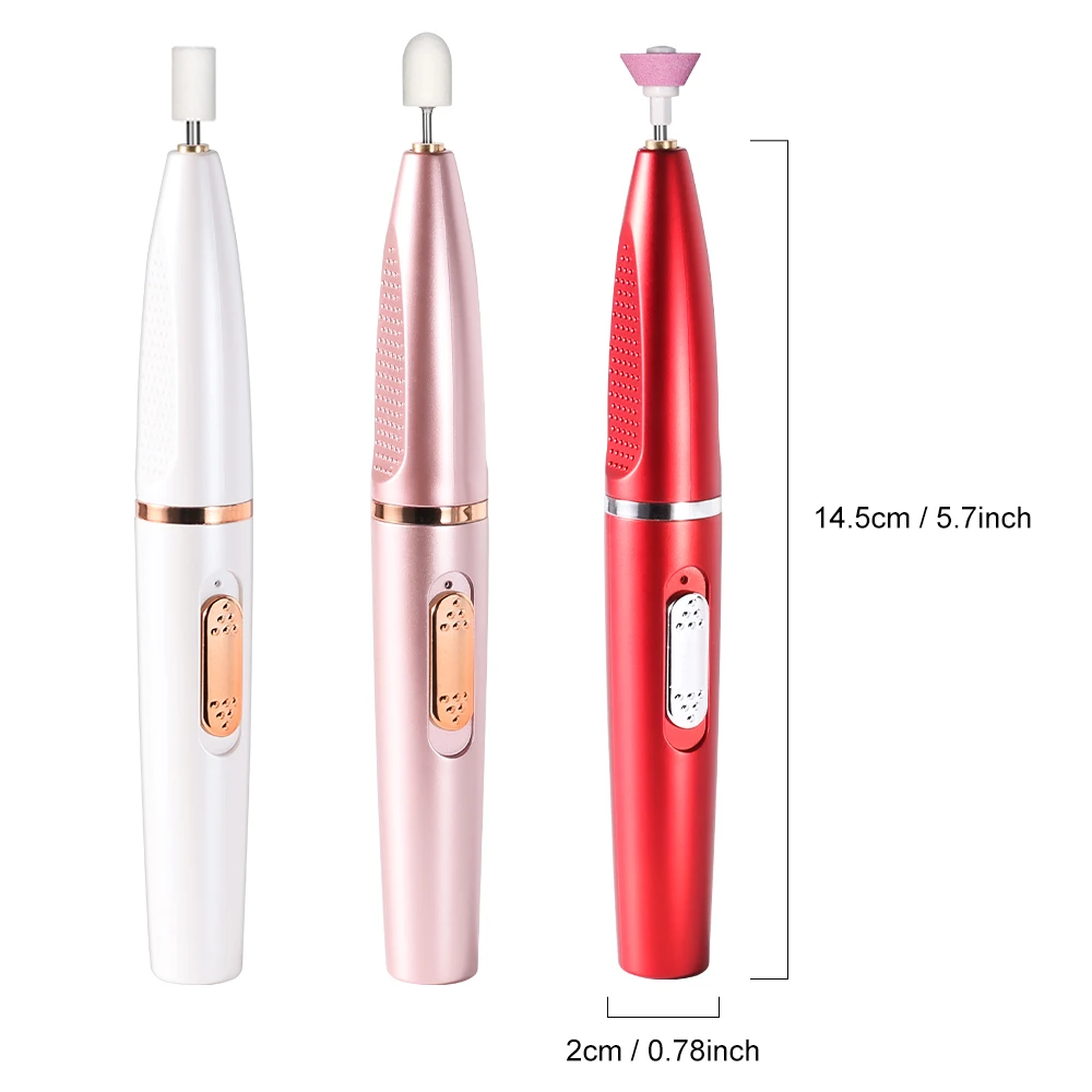 Przenośna bezprzewodowa wiertarka do paznokci Akumulatorowa polerka do manicure 15000 obr./min z 11-częściowym zestawem trwałych głowic szlifierskich i pierścieni piaskowych