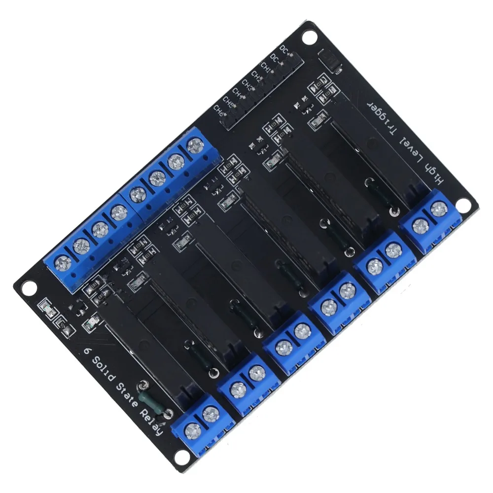 

Надежный 6-канальный модуль твердотельных реле с высоким уровнем триггера, плата управления реле 12В, модуль управления постоянным током, контрольное оборудование