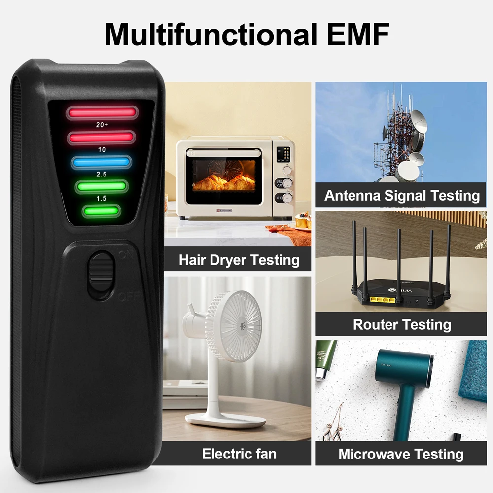 Practical Electromagnetic Radiation Detector Handheld EMF Tester EMF Meter Portable 5 LED Gauss Meter Magnetic-Field Test Meter