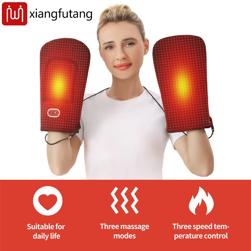 Электрические перчатки с подогревом, вибрационный массажер 3, регулируемая температура, горячий компресс, муфта для рук и пальцев, облегчение дискомфорта