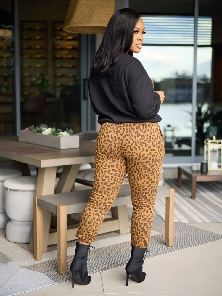 Wmstar Dress Wholesale Winter Bestseller Cross Border European American Leopard Print Long Sleeved Fashionable Tight Plus Size