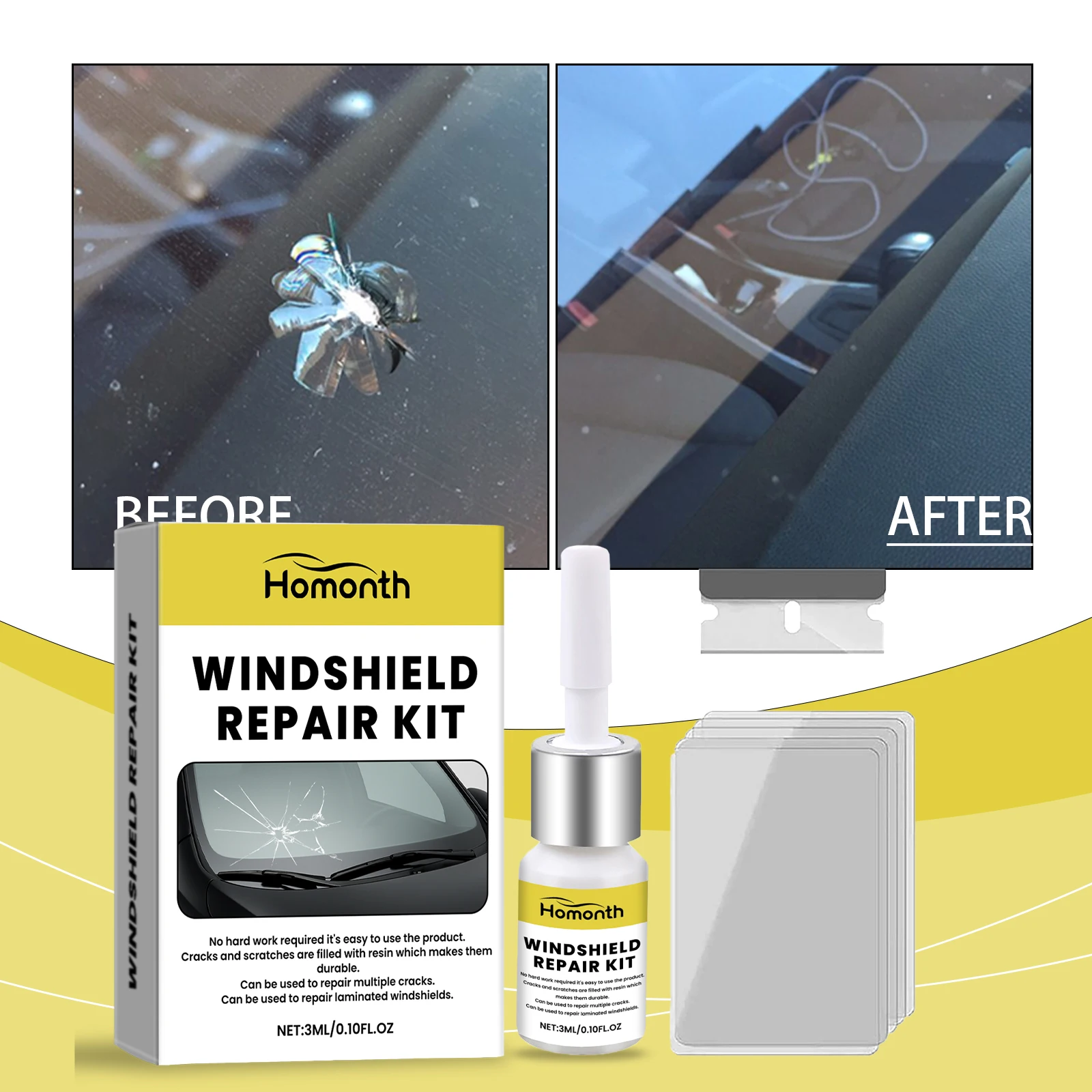 Auto Windschutzscheibe Glas Reparatur Mittel Auto Fenster Glas Rissige Glas Kratzer Riss Wiederherstellung Flüssigkeit Aushärtung Kleber Werkzeuge Set Zubehör