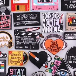 Horror Movie/Rock Music Embroidered Patch DIY Punk Letter Slogan Iron On Patches For Clothing thermoadhesive Patches Sew Badges