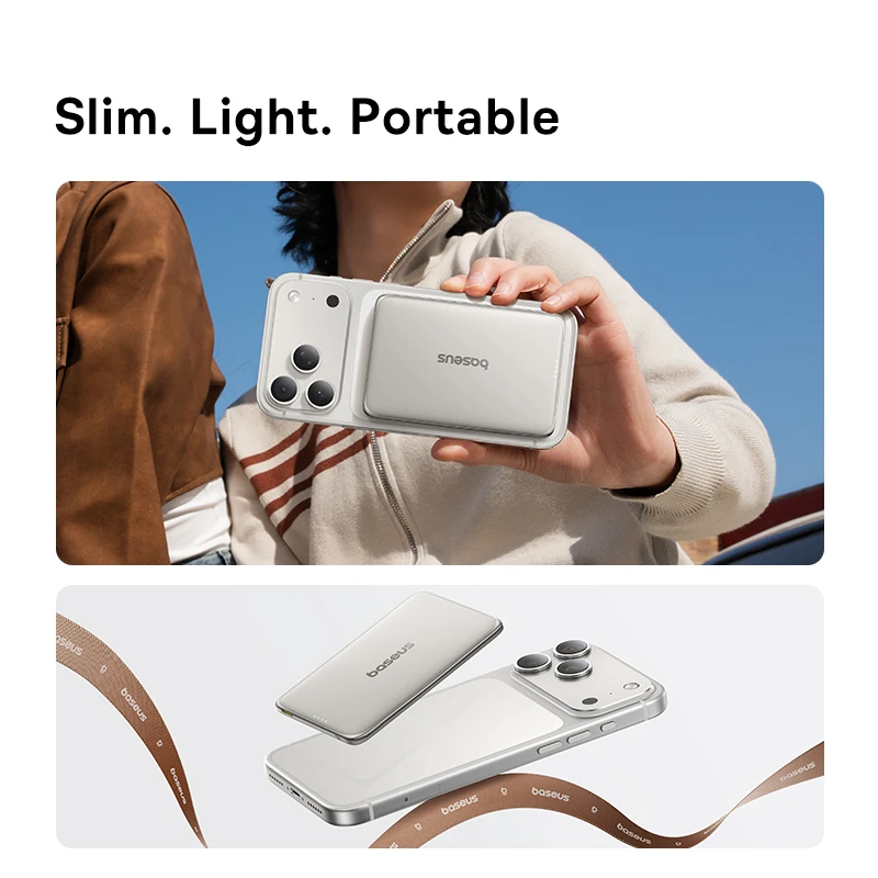 Baseus 5000mAh Magnetic Power Bank 15W Wireless 20W Wired Charging Thin Card-Sized Slim Portable Powerbank for iPhone 17 Samsung view 4