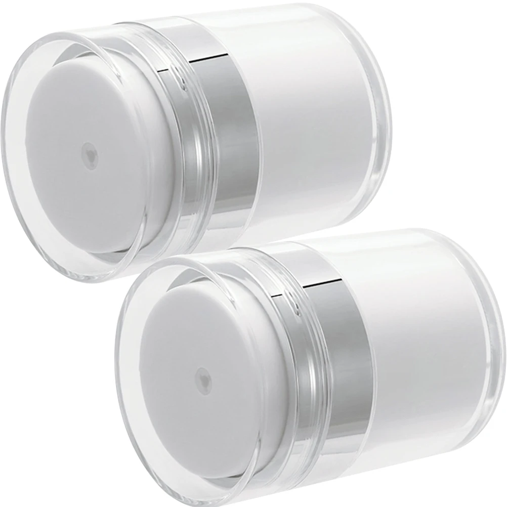 

2pcs Face Cream Jars Empty Airless Pump Containers Skincare Moisturizer Dispenser 50Ml Travel Lotion Bottles With Screw Lids