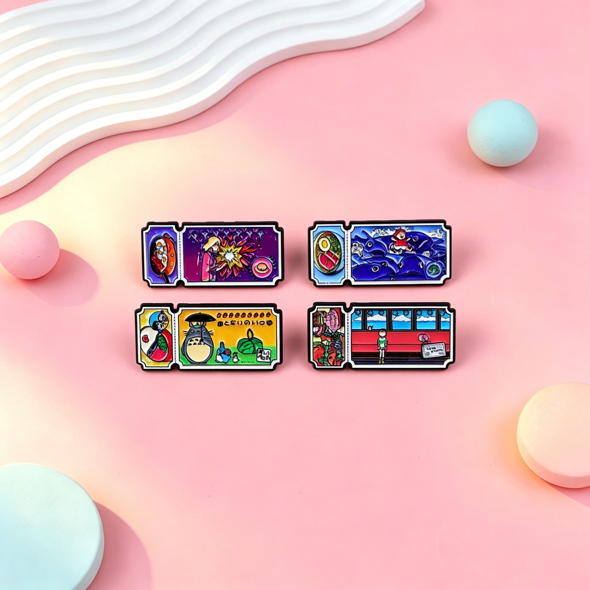 Niedliche Katzen-Emaille-Pins Anime-Ticket-Broschen Abzeichen für Rucksäcke Jacken Hüte Retro-Kollektion Geschenke Cosplay-Accessoires