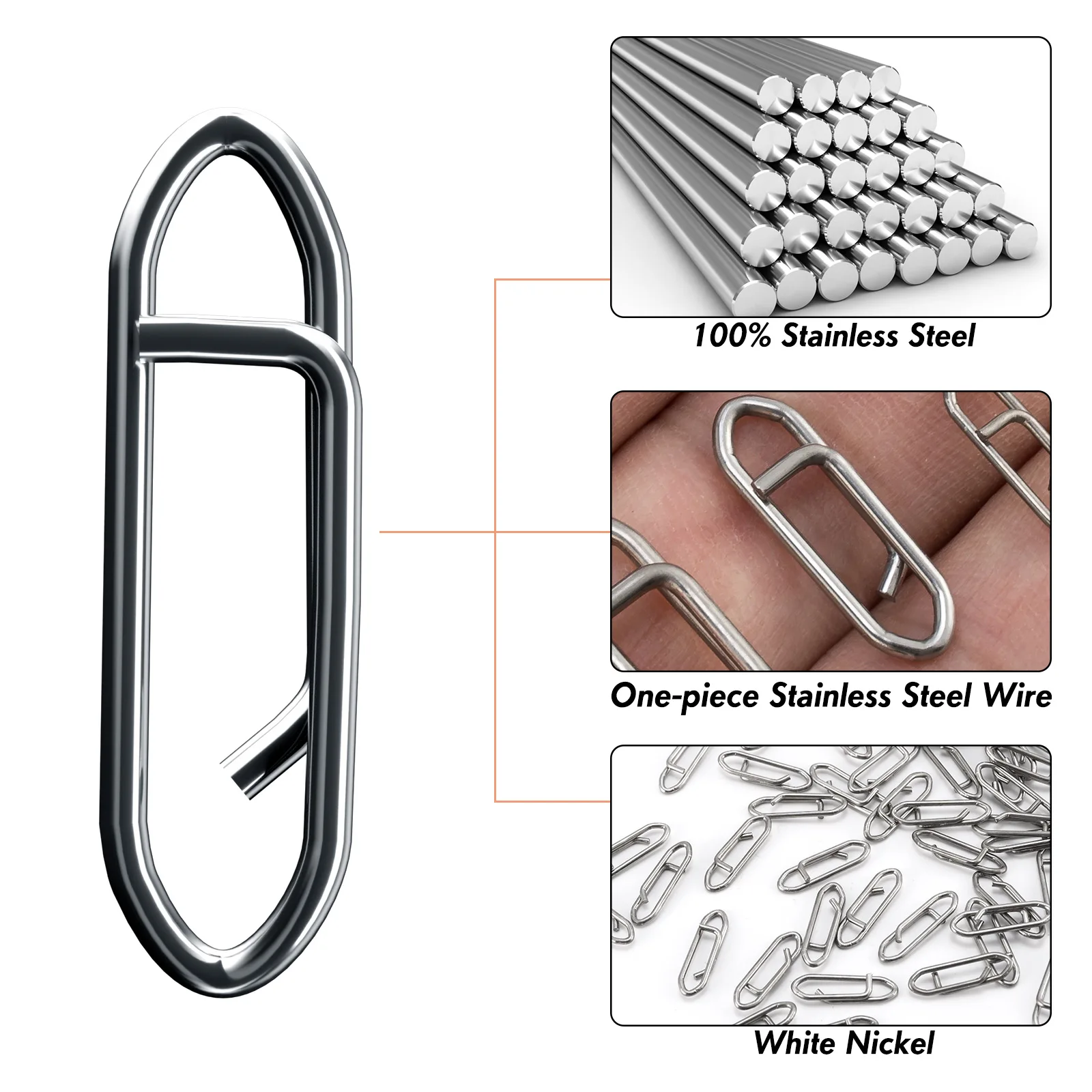 50 Stück Edelstahl Angeln Speed Clips Fast Link Quick Change Snap für Crankbait Swimbait Minnow Plug Salzwasser – Detail 5