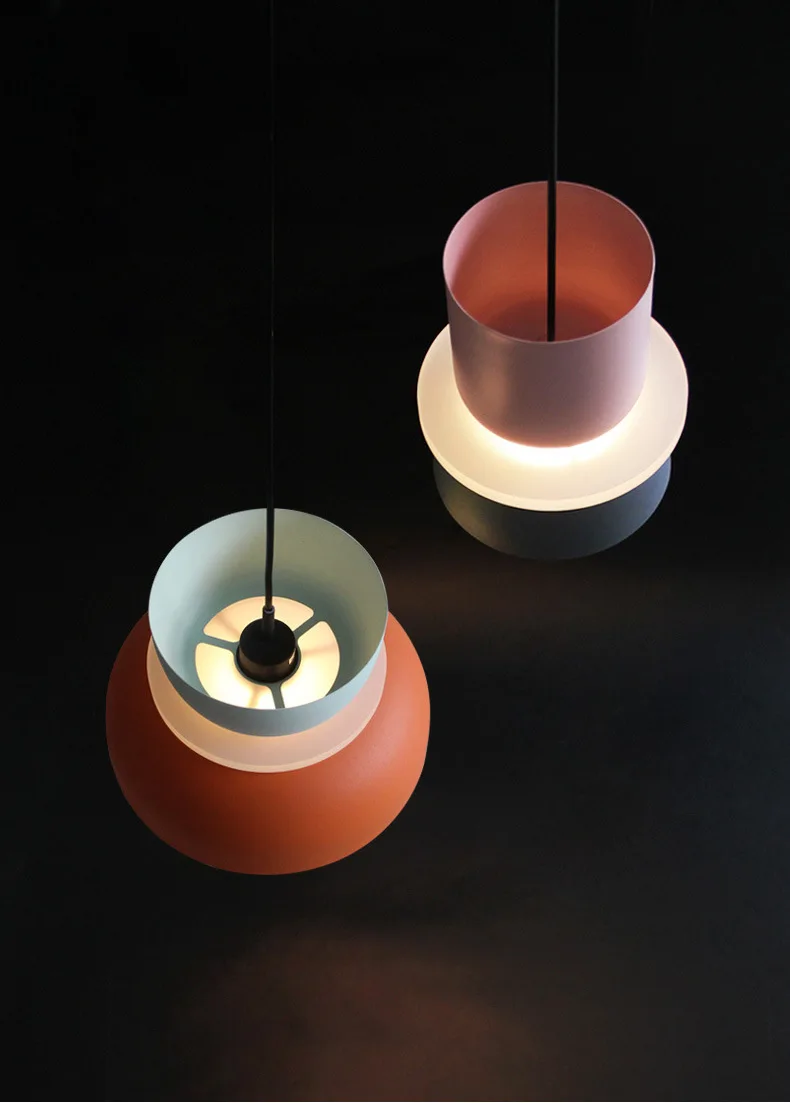 Modern Macaron Led Pendant Lamp Colorful Hanging Suspension Study Dining room Bedside Bedroom Chandelier Lighting lamp shades
