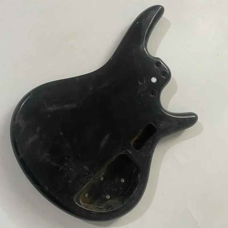 KB752 Left Hand Black Color Custom Bass Body in Solid Wood Replace and DIY Surface Damages and Dirty PJB Active Pickups