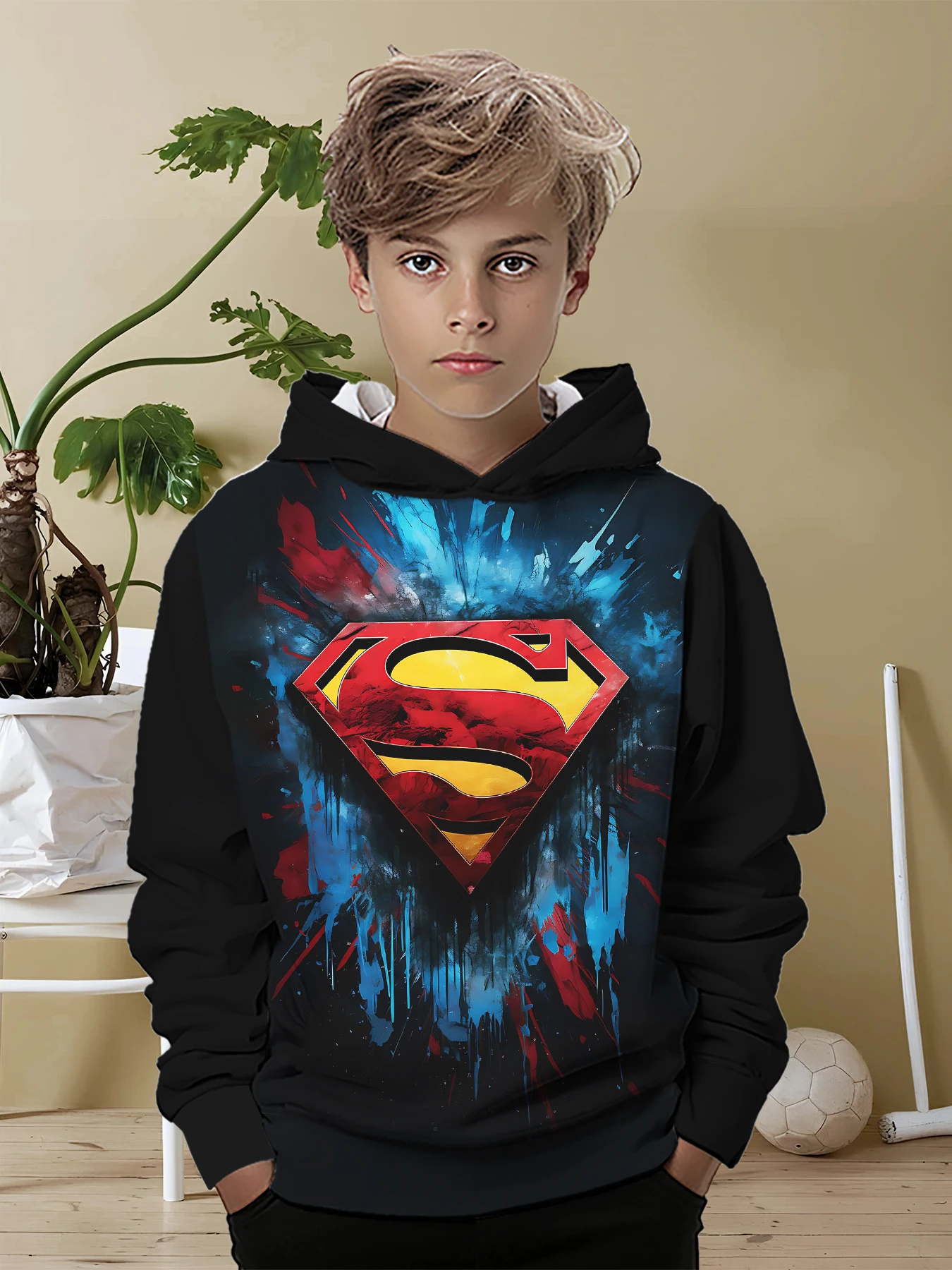 S-Supermans 3D Print All Seasons Children Casual Sweatshirt Cool Pullover Tops Unisex Clothes Boy Girl Hoodies