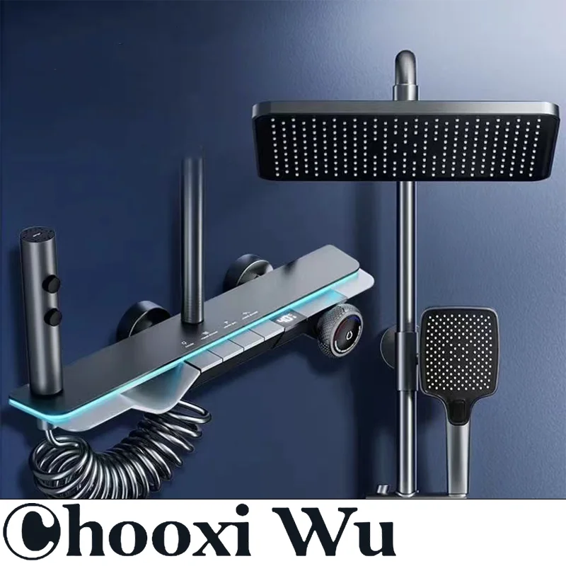 CHOOXIWU-set doccia da bagno con display digitale, display digitale intelligente, generazione di energia idroelettrica