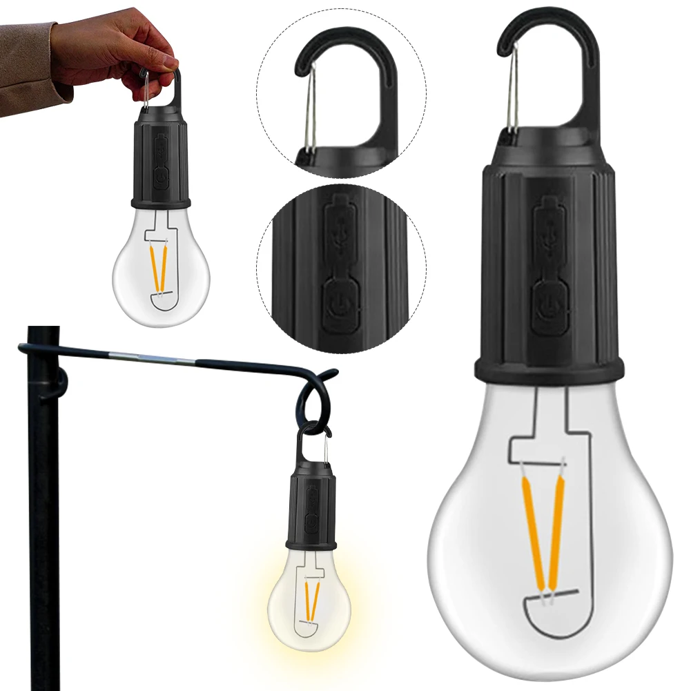 Lampada da campeggio a LED con gancio 400mAh Lampada a sospensione da campeggio esterna Impermeabile Tipo C Ricarica Luci da tenda sospese per escursionismo Pesca