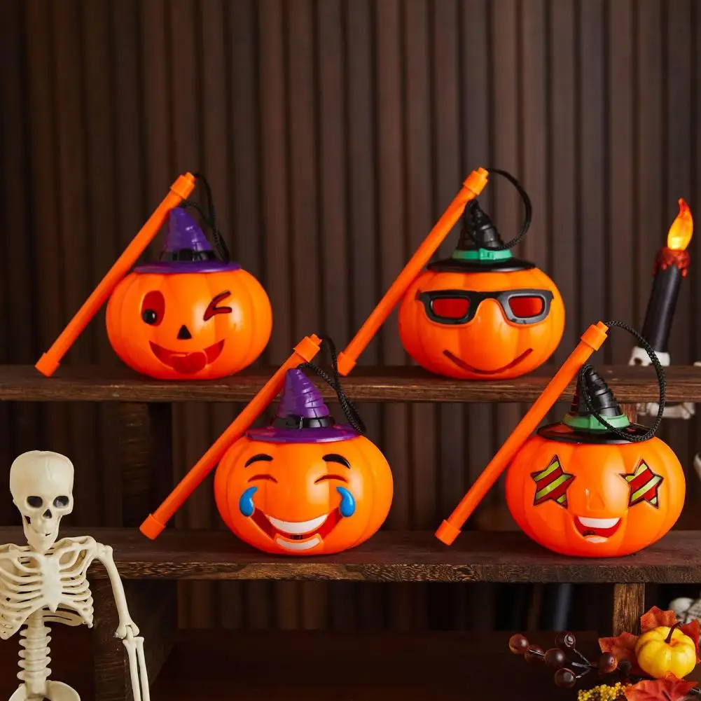 Funny Witch Hat Pumpkin Decor Halloween Pumpkin Lantern Led Light Up Handheld Decorative Plastic Lantern Battery Operated Kids