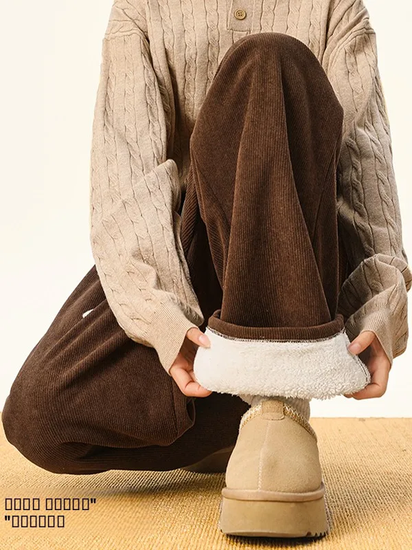 

Мужские повседневные брюки из вельвета в стиле ретро, утепленные, теплые, американского стиля, зимние, прямого кроя, удобные, свободные брюки