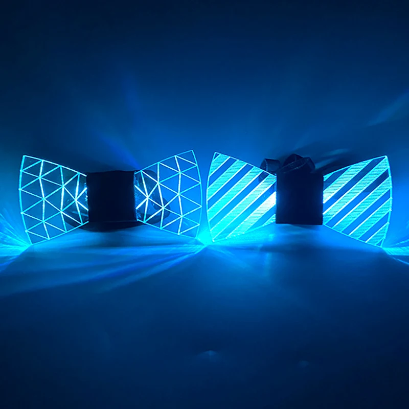 Luminous LED Bow Tie Neon Light Festival Accessories Party Supplies Glowing Acrylic Tie For Halloween Christmas