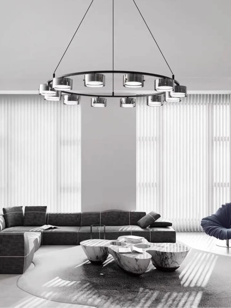 Light luxury Italian living room pendant light, new grand main light, high-end glass ring dining room bedroom pendant light