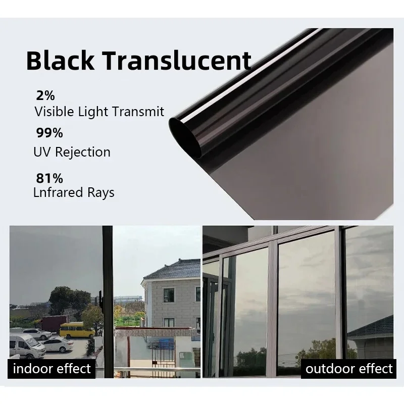 One Way Window Privacy Tint Film Anti Look Vinyl Mirror Self-adhesive Film Sun Blocking Anti UV Static Cling Stickers Home Decor