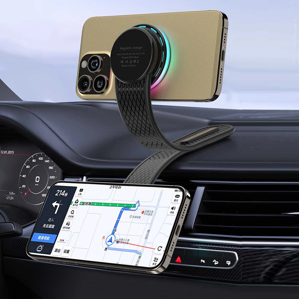 

Magnetic Car Wireless Charger Phone Stand Car Mount Charger Center Console/Dashboard Phone Holder for iPhone 15 14 13 12 Pro Max