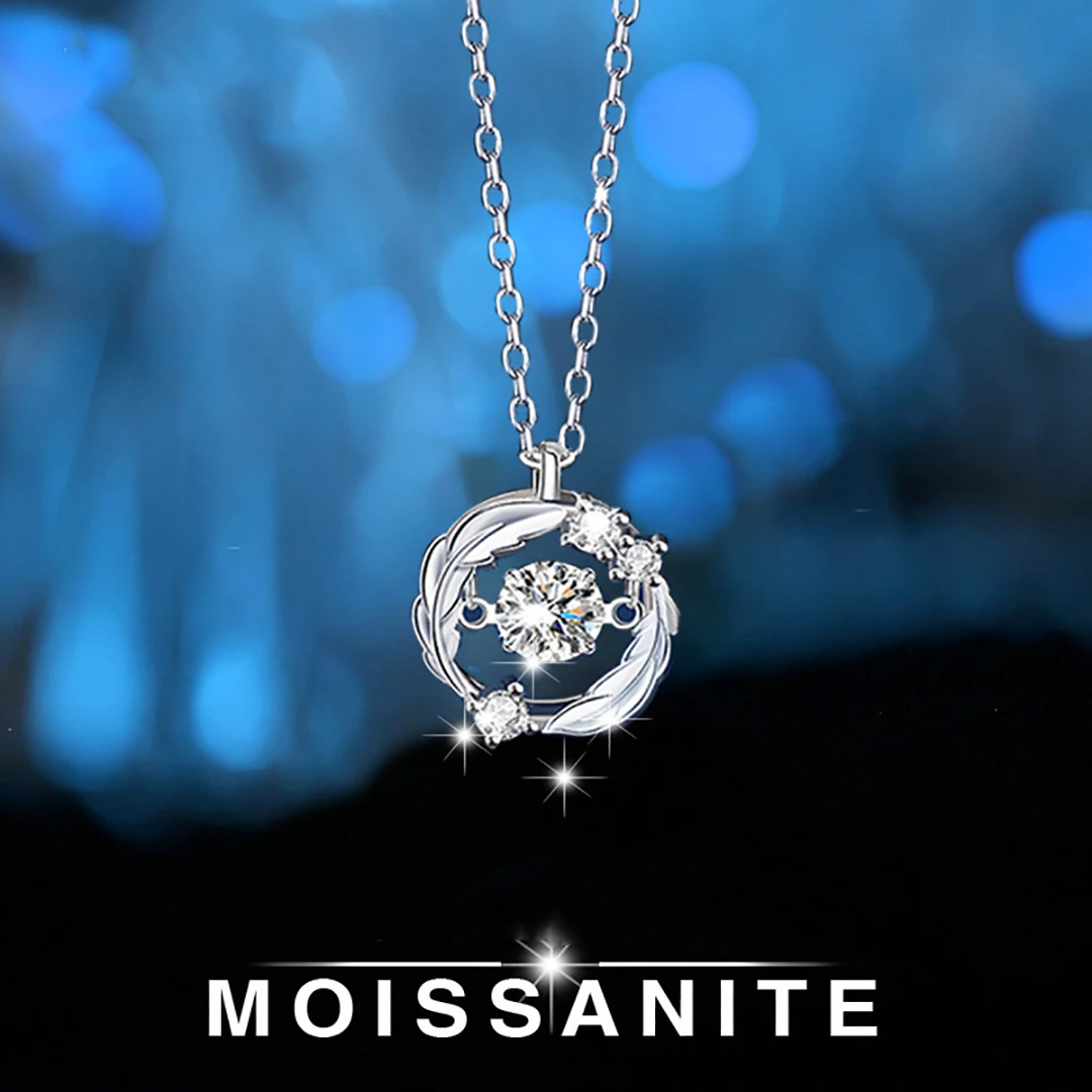 

S925 pure silver moissanite diamond women's necklace is fashionable and versatile, a holiday gift
