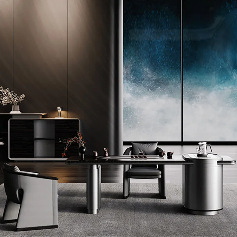 E0-level boss table, desk light luxury, high-end president, large class table, modern simple chairperson's table and chair combi