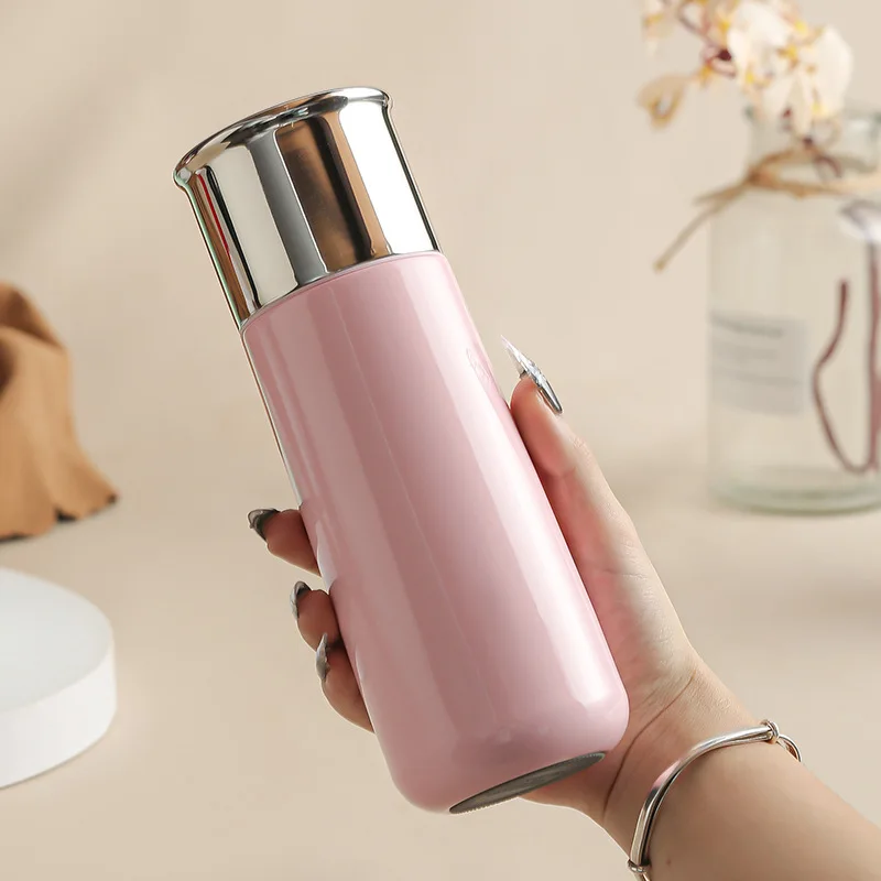 400ml Conical Thermal Water Bottle With Bouncing Inner Lid,Double-layer Stainless Steel vacuum Flask,Outdoor Drinkware,Thermos