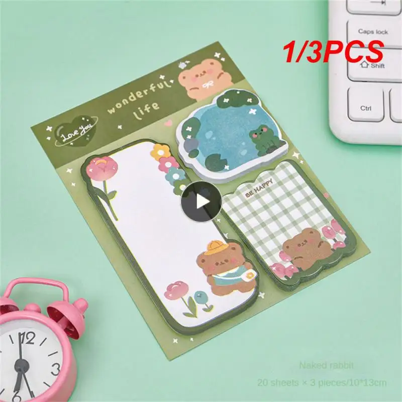 

1/3PCS 60sheets Sticky Notes Cute Cartoon Colorful Memo Pad Ins Kawaii Stationery Posted Tabs Its Memo Message Paper School