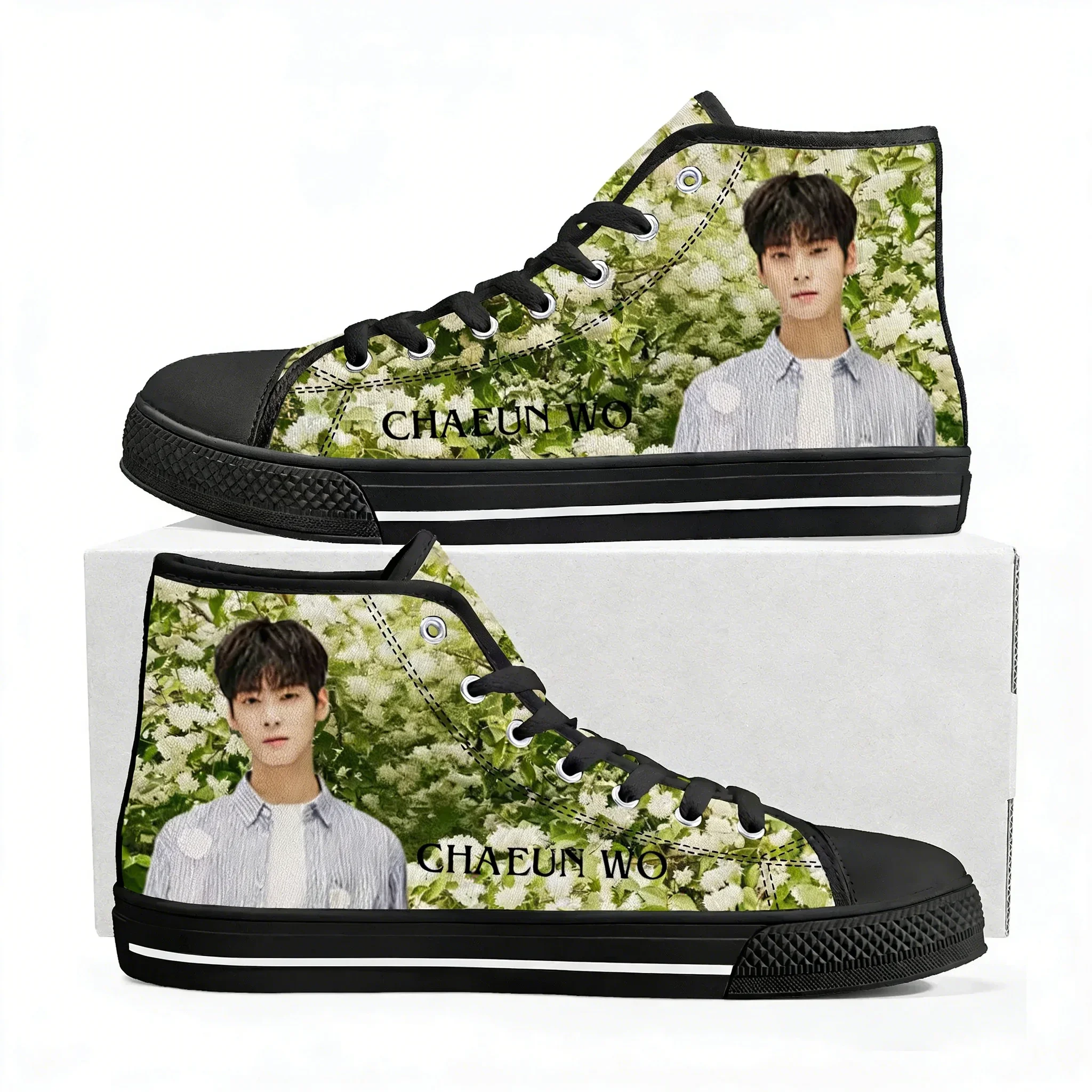 

KPOP Cha EunWoo High Top High Quality Sneakers Mens Womens Lightweight Canvas Sneaker Ghana Hiking Casual Custom Shoes