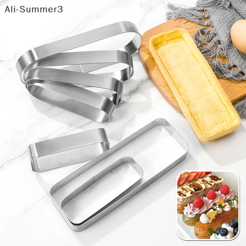 4 Sizes Stainless Steel Mousse Ring Rectangle Oval Cake Ring Cookie Cutters Mousse Baking Mold Tiramisu Puff Bake Tools