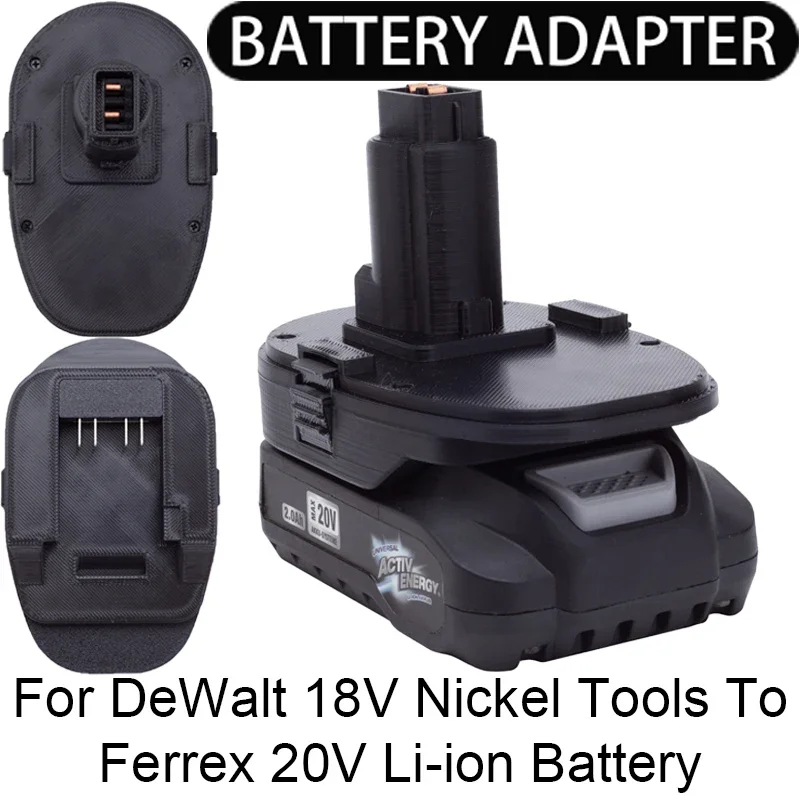 

Adapter/Converter for DeWalt 18V Nickel tools convert to Ferrex 20V Aldi Energy Li-Ion battery adapter