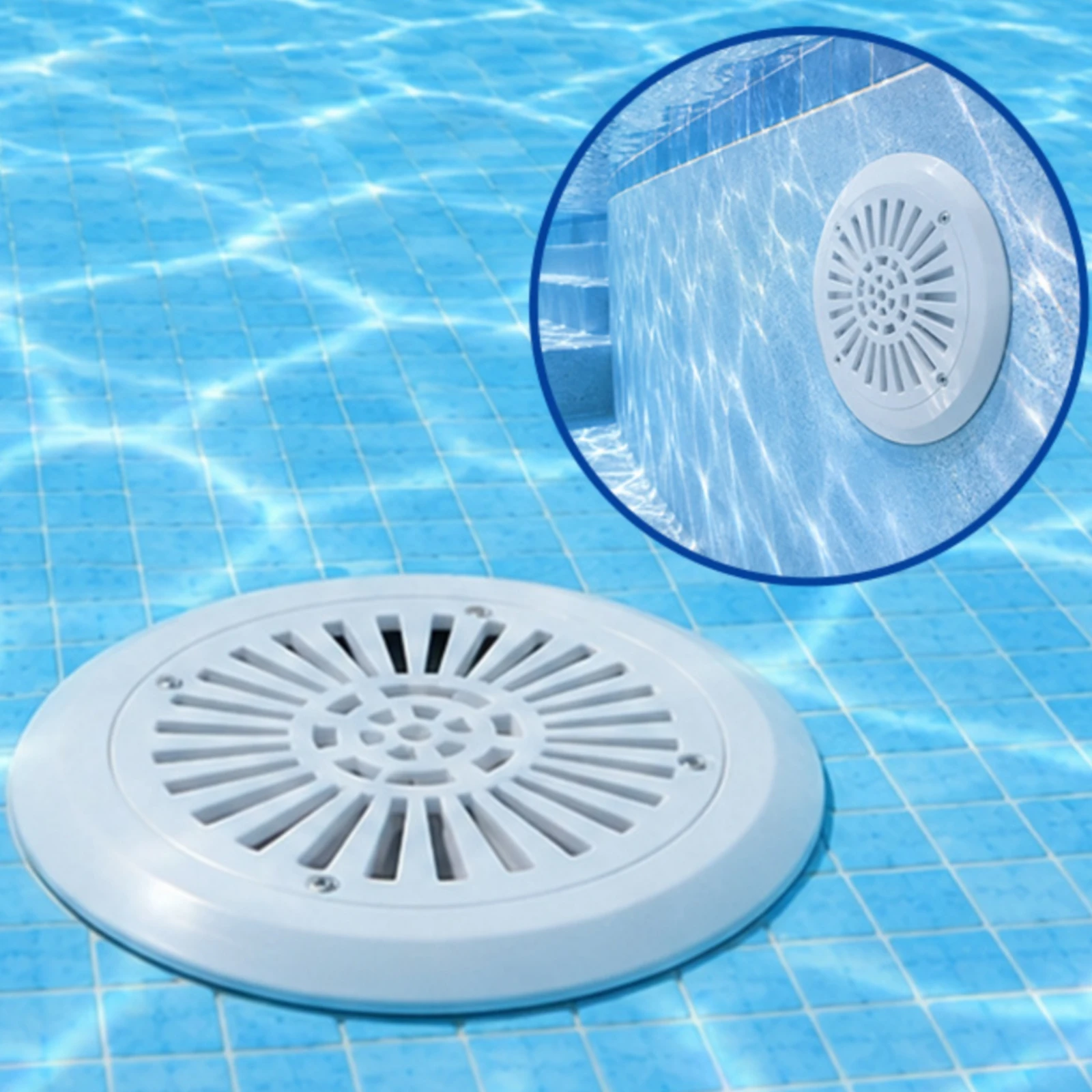 Pool Main Drain with Slotted Cover White Swimming Pool Main Drain Cover Leak-Proof Flush