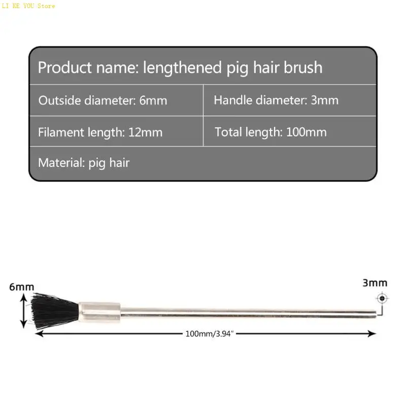 W3JE 3mm Shank Polishing Brush Rotary Tool Home Rust Cleaning Tool Nylon/Horse Hair