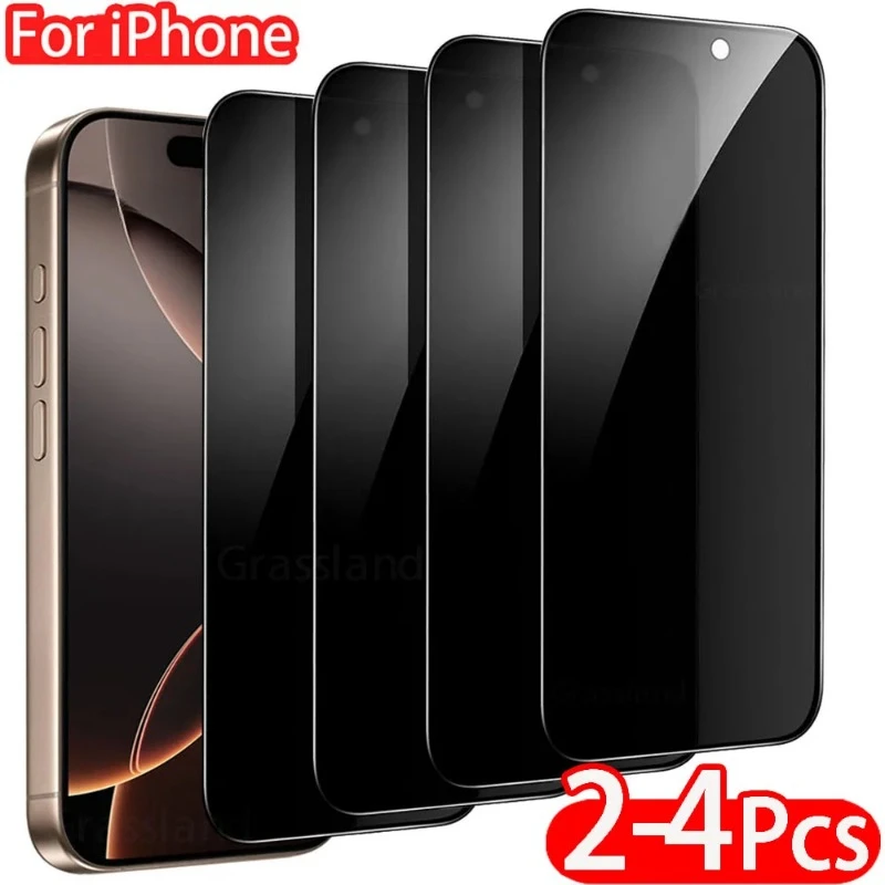 

4Pcs Anti-Spy Tempered Glass For iPhone 16 15 14 13 12 11 Pro XS Max Screen Protector For iPhone X XR Full Cover Privacy Glass