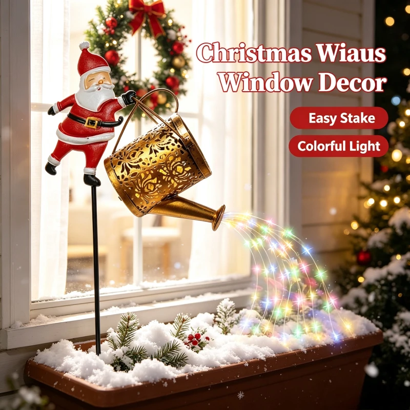 Creative Christmas Solar & Plug-in Kettle Lights, Santa Claus LED Ground Night Lamps for Garden Lawn Yard Outdoor Patio Decor