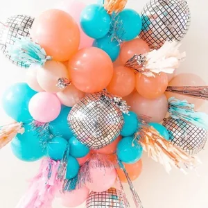 Diskteki Balonlar Düğün, Parti Süslemeleri, Halk ve Rock and Roll, His, Küp Şeklinde Küre, Yuvarlak, Doğum Günün Kutlu Olsun, 5 Adet, 4D için idealdir, Partinin 6 büyük satışı, rock and roll dekoru - №4