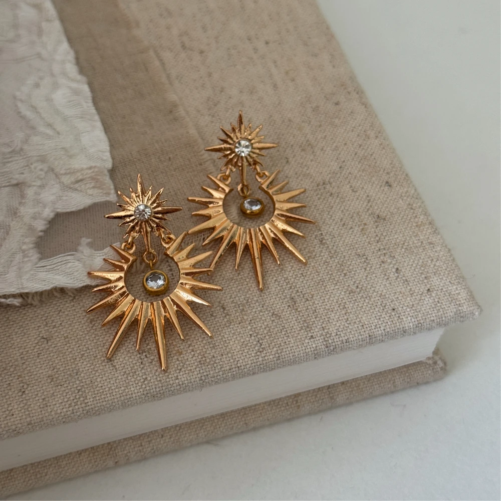

Vintage European American Style: Star Pendant Earrings with Sparkling Zircons earrings woman