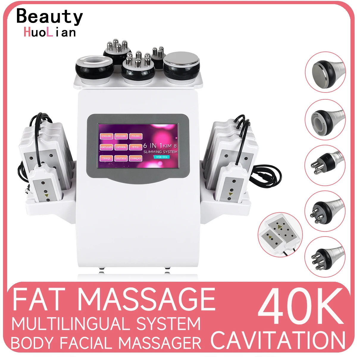 6 In 1 40K Kim 8 Lipo Laser Vacuum Cavitation Machine Ultrasonic Radio Frequency Facial Massage Body Shaping Skin Care Equipment