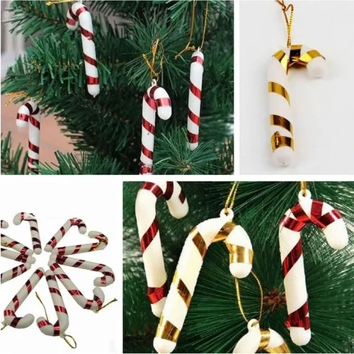 Sezy 12 Pcs Mixed Color 7 cm Candy Cane Christmas Tree Ornaments