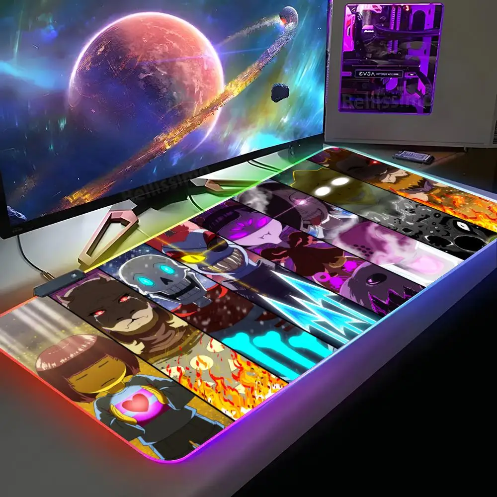 

Undertale Sans Frisk Mouse Pad XXL RGB Gaming Mouse Pad HD Gamer Large LED Light MousePads PC Carpet With Backlit