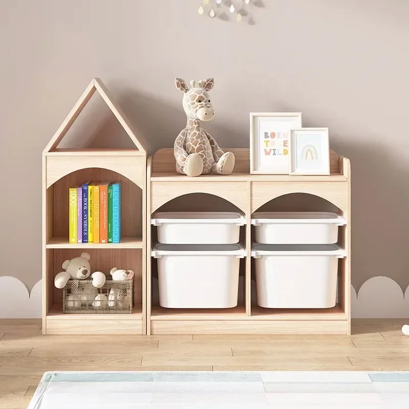 Children's toy storage cabinet Wood Shuffat  shelves baby classification multi-level kindergarten finishing solid wood