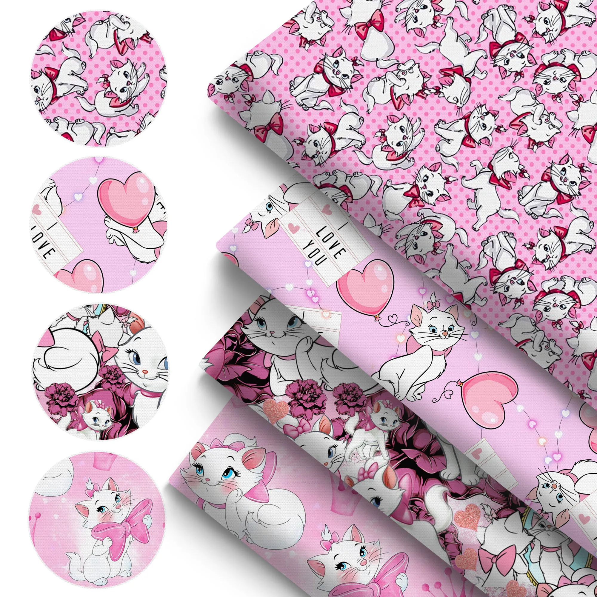 

50*145cm Disney Marie Cat Polyester/Pure Cotton Fabric Tissue Sewing Quilting Needlework Material Curtain DIY Bag