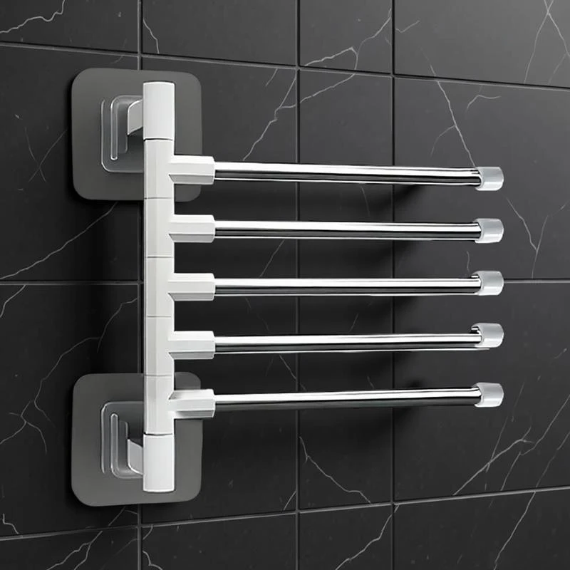 1Pc Rotating Towel Rack Organizer Modern Wall-Mounted Bathroom Towel Rack With 180° Rotating Hooks, Punch-Free Stainless