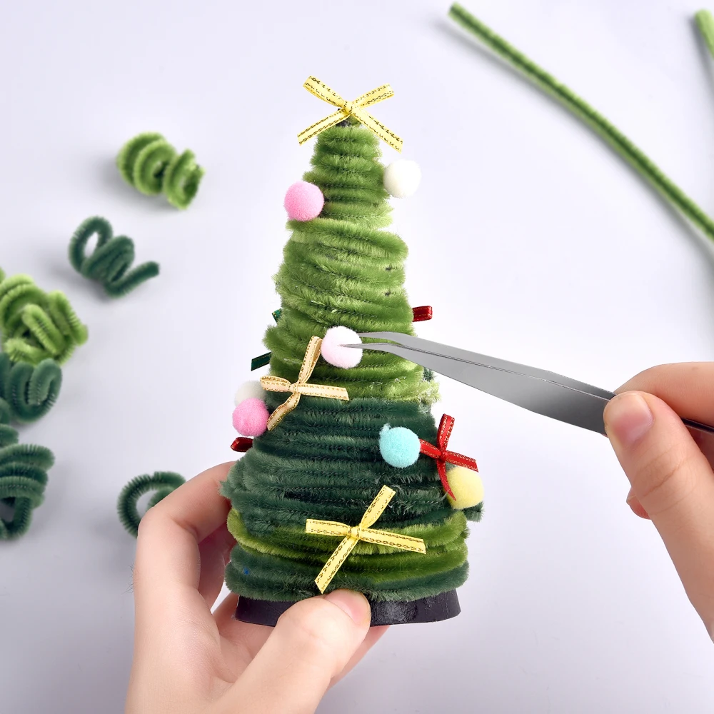 ก้านเชนีลแบบแท่งบิดเกลียว 100 ชิ้นใหม่ ของเล่นเด็ก DIY แถบวัสดุงานอดิเรกสร้างสรรค์ ก้านเหล็ก ลวดสักหลาด