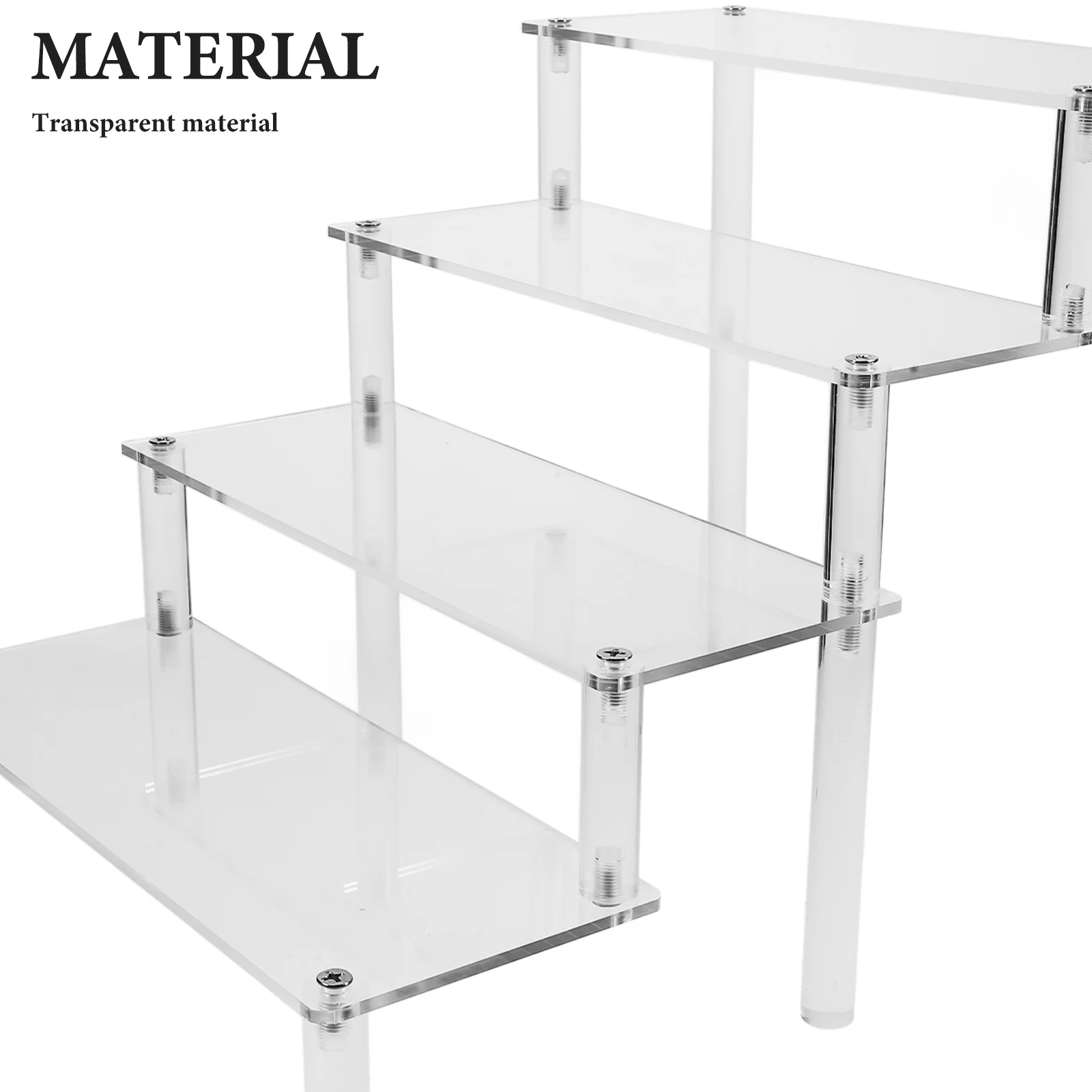 4-Tier Clear Acrylic Display Stand Handmade Miniature Shelf for Perfume Cupcake Collection Organizer Home Decor Kitchen Tabletop