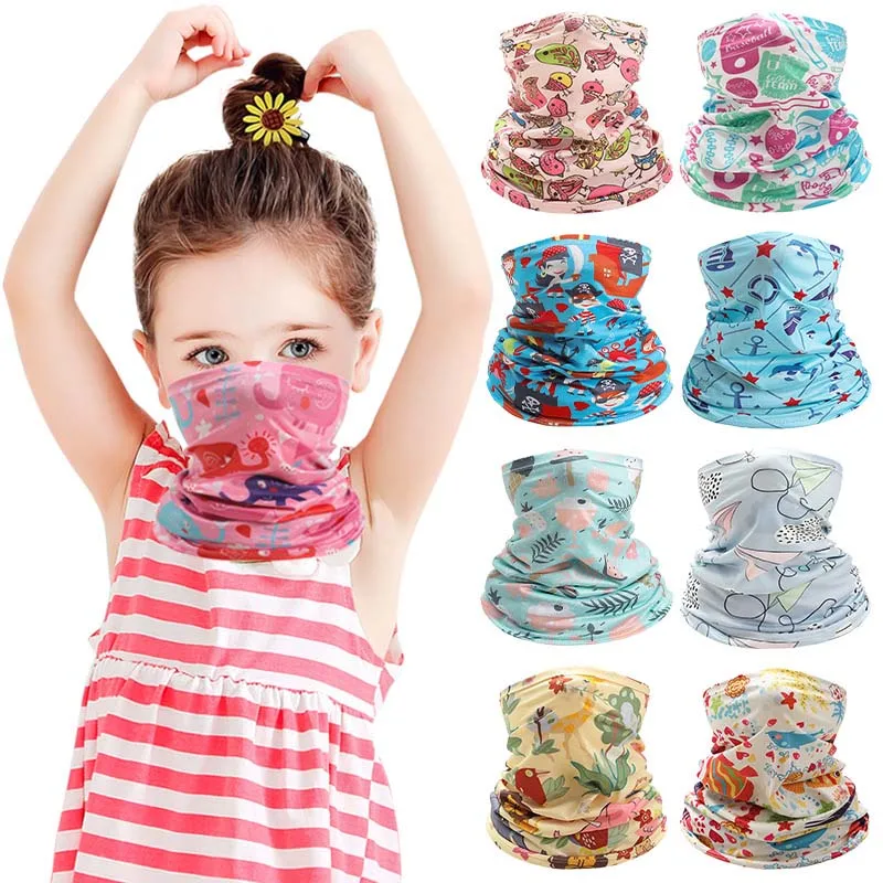 

Summer Ice Silk Children's Scarf Outdoor Sports Cartoon Fruit Print Cycling Sun Protection Mask Multi-functional Magic Headscarf