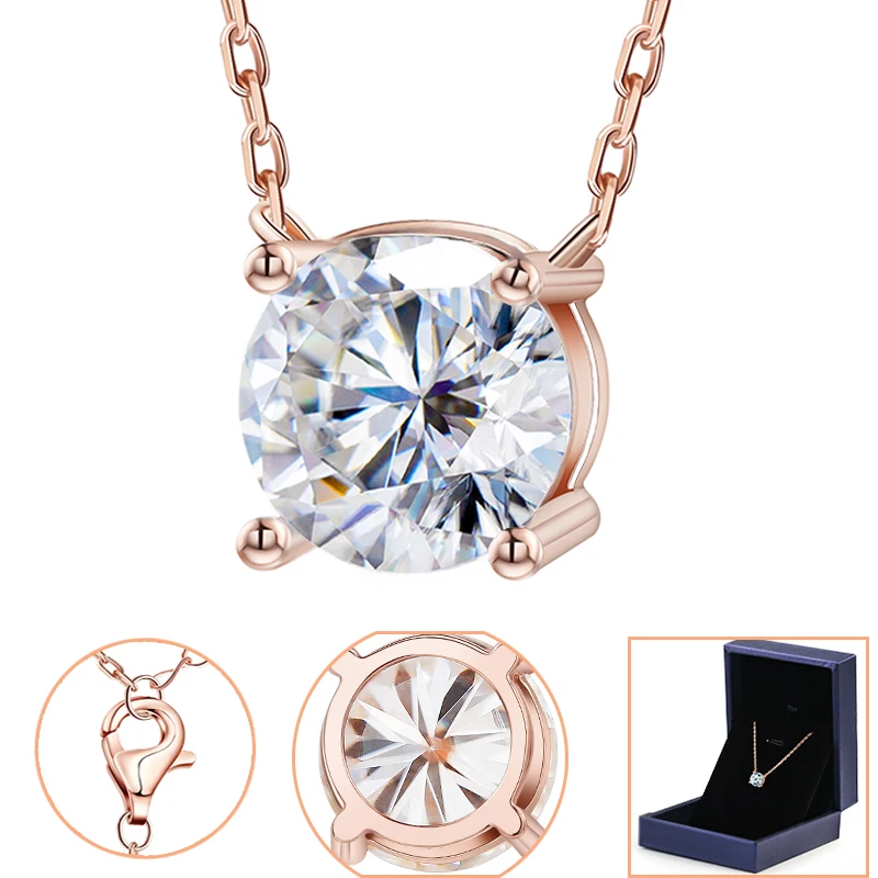 moissanite solitaire colar de pingente para mulheres d color 925 sterling silver rose gold 18k white fine jewelry gift 10ct 01